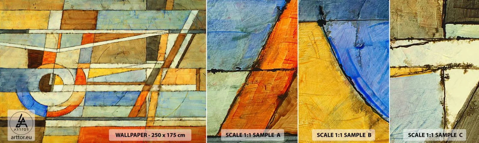 Muestra De Fotomural Standard Eco - Cubismo en una obra - Abstracción, Pedazo, Gráficos - 100x30 cm