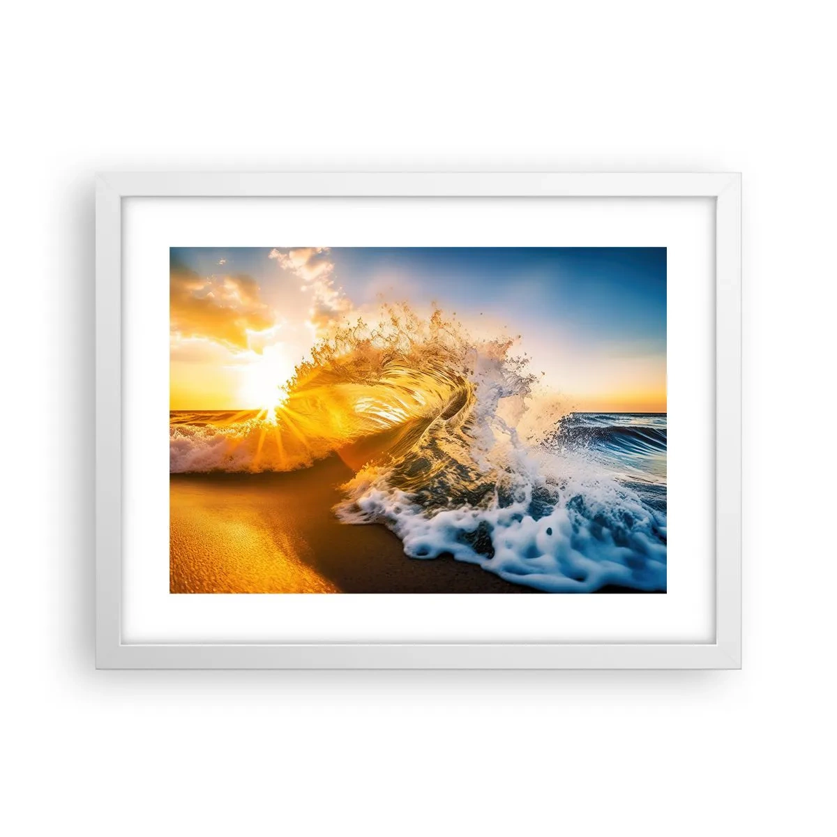 Póster en marco blanco - Jugando en la arena - 40x30 cm