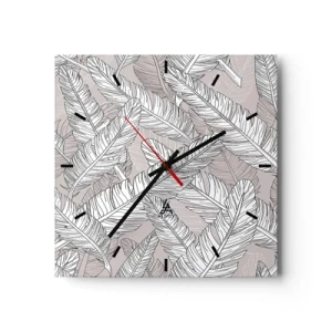 Reloj de pared - Reloj de vidrio - Turbulencias de plumas - 40x40 cm