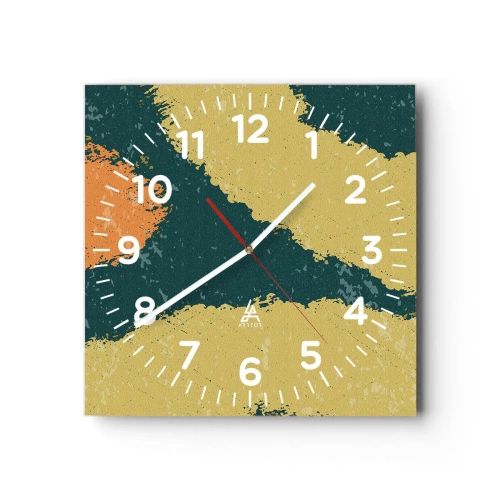 Reloj de pared - Reloj de vidrio - Abstracción - a cámara lenta - 30x30 cm