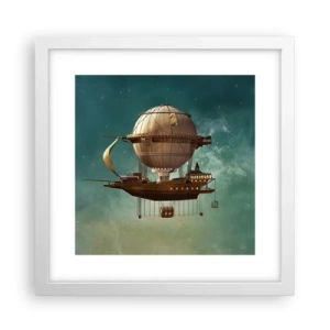 Póster en marco blanco - Julio Verne saluda - 30x30 cm