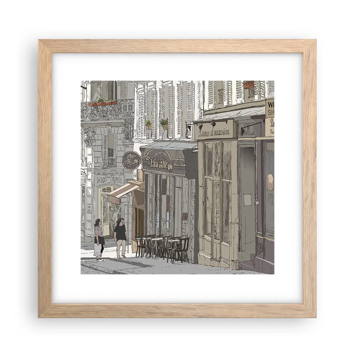 Póster en marco roble claro - Alegrías urbanas - 30x30 cm