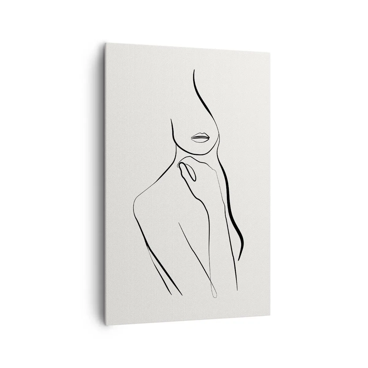 Cuadro sobre lienzo - Impresión de Imagen - Un boceto minimalista de la silueta de una mujer sobre un fondo claro. - 80x120cm - Una ola de melancolía - Decoración de pared moderna para salón y dormitorio ARTTOR