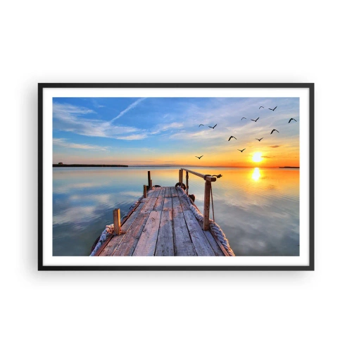 Póster en marco negro - Caminando hacia el sol - 91x61 cm