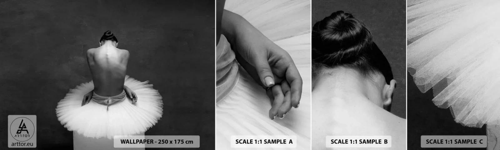 Muestra De Fotomural Standard Eco - Rodeada de pétalos - Bailarina, Bailar, Ballet - 100x30 cm