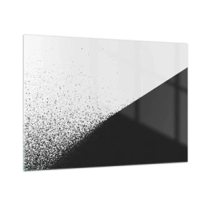 Cuadro sobre vidrio - Impresiones sobre Vidrio - Una composición minimalista en blanco y negro con efecto de desintegración. - 100x70cm - Cada vez más rápido, cada vez más alto - Decoración de pared moderna para salón y dormitorio ARTTOR