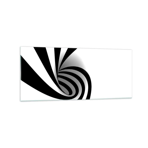 Cuadro sobre vidrio - Impresiones sobre Vidrio - Vórtice óptico abstracto en blanco y negro - 120x50cm - Y sin embargo, gira - Decoración de pared moderna para salón y dormitorio ARTTOR