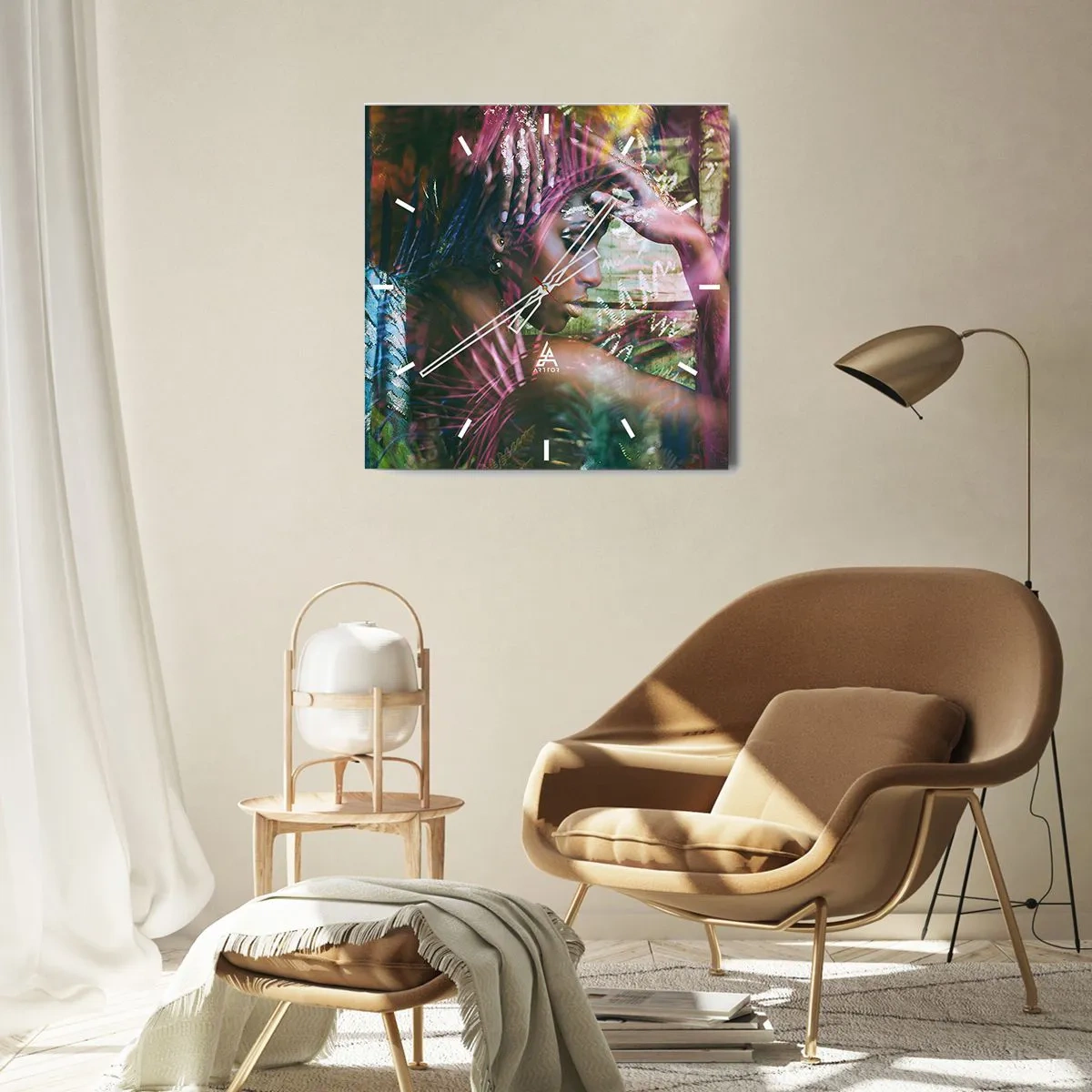 Reloj de pared - Reloj de vidrio - La madre naturaleza en la selva - 40x40 cm