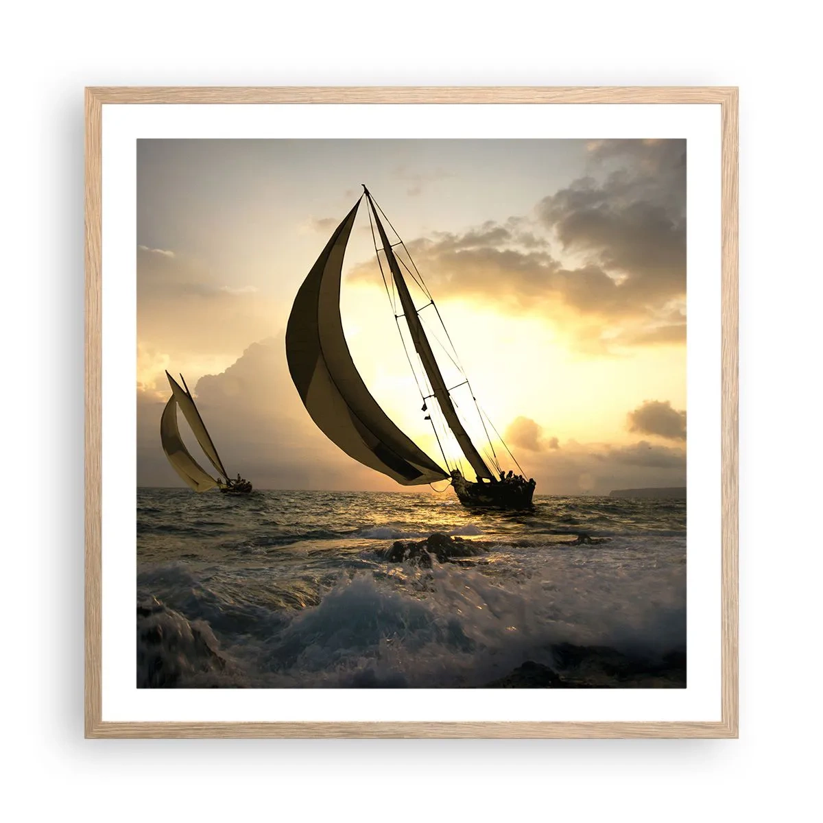 Póster en marco roble claro - En contra y a favor del viento - 60x60 cm