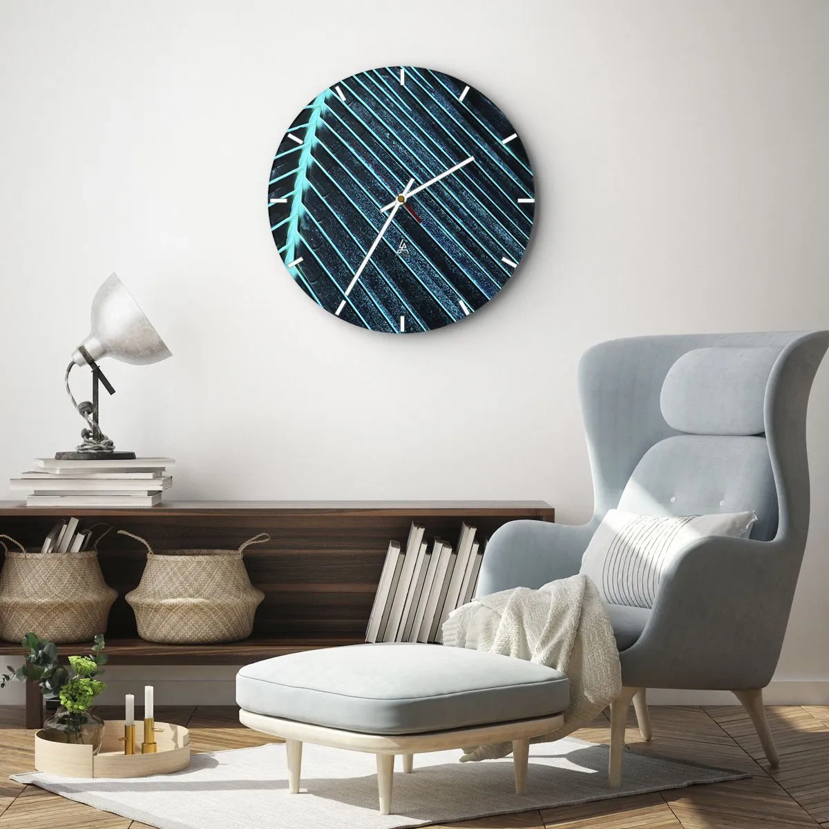 Reloj de pared - Reloj de vidrio - La textura del verde - 40x40 cm