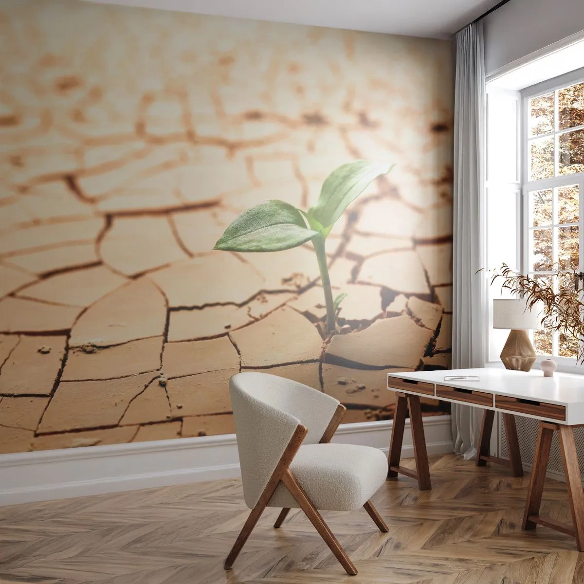 Fotomural Premium Sand - El poder indomable de la vida - Naturaleza, Planta, Sequía - 500x350 cm