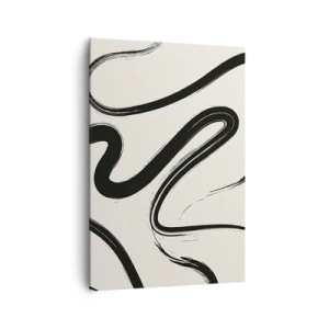 Cuadro sobre lienzo - Impresión de Imagen - Líneas curvas en blanco y negro sobre un fondo claro - 70x100cm - Fantasía en blanco y negro - Decoración de pared moderna para salón y dormitorio ARTTOR