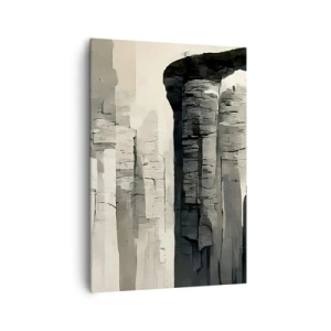 Cuadro sobre lienzo - Impresión de Imagen - Columnas históricas en un entorno monocromático atmosférico - 70x100cm - La majestuosidad de la antigüedad - Decoración de pared moderna para salón y dormitorio ARTTOR