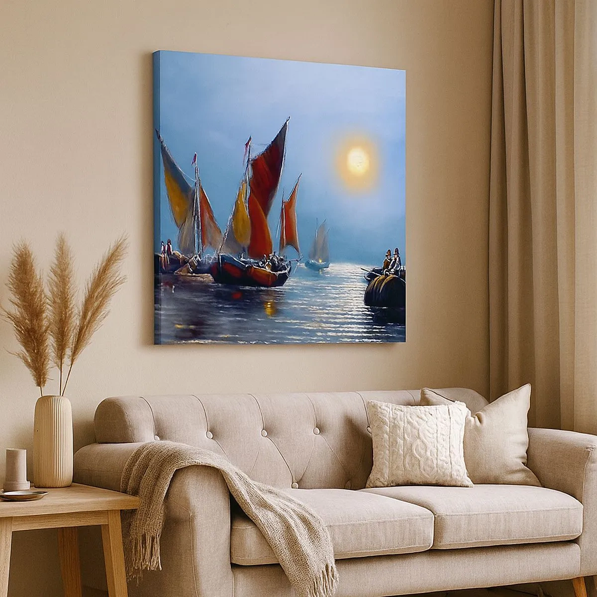 Cuadro sobre lienzo - Impresión de Imagen - Pesca nocturna - 30x30 cm