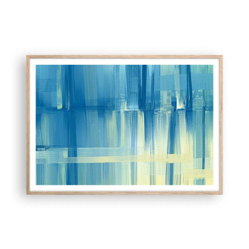 Póster en marco roble claro - Composición en turquesa - 100x70 cm