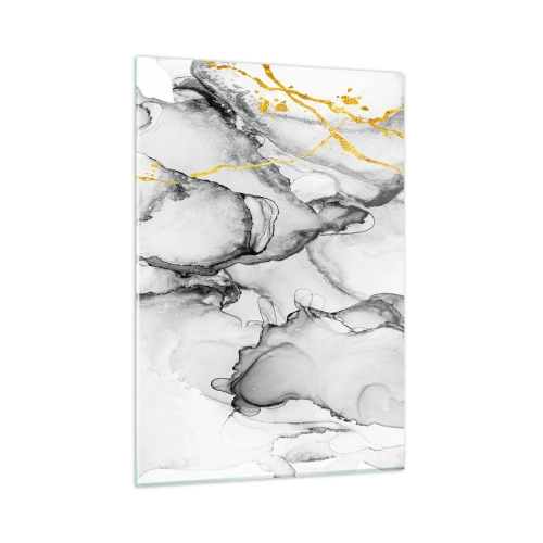 Cuadro sobre vidrio - Impresiones sobre Vidrio - Composición abstracta en blanco y negro con acento dorado. - 50x70cm - Composición con motivo de oro - Decoración de pared moderna para salón y dormitorio ARTTOR