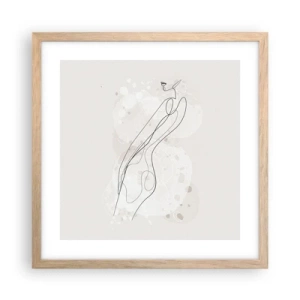 Póster en marco roble claro - Una mirada no dice nada y al mismo tiempo lo dice todo - 40x40 cm