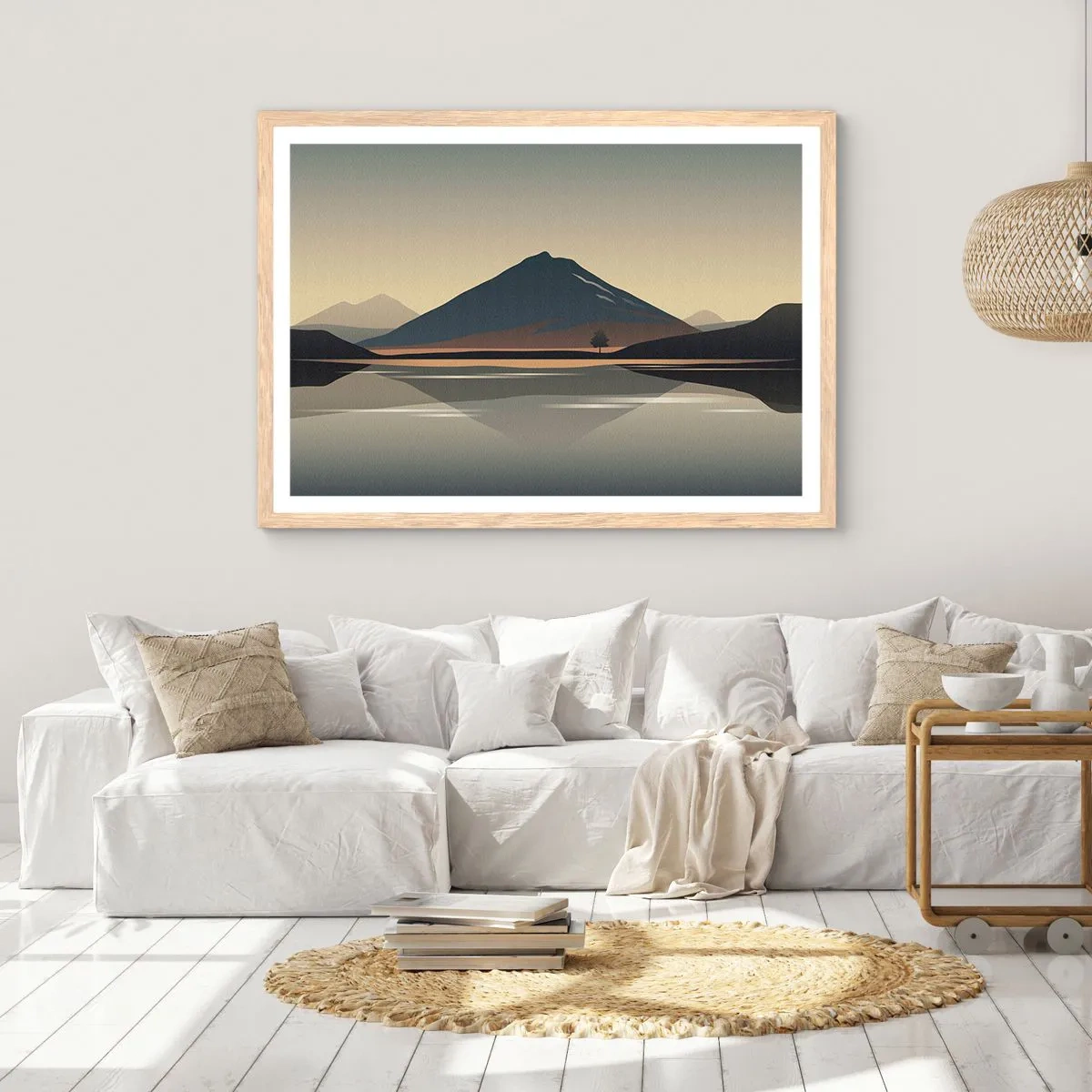 Póster en marco roble claro - Reflejo de espejo - 100x70 cm