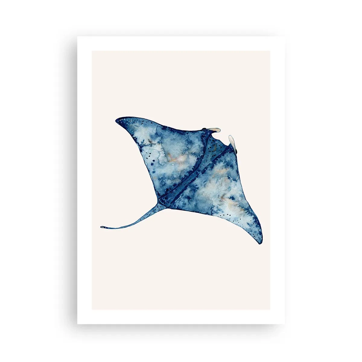 Póster - Dibujo de una raya en tonos azules. - 50x70cm - La vida en azul - Decoración de pared moderna para salón y dormitorio ARTTOR