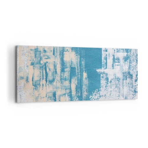 Cuadro sobre lienzo - Impresión de Imagen - Composición abstracta en tonos azules y blancos. - 120x50cm - A través de un carámbano - Decoración de pared moderna para salón y dormitorio ARTTOR