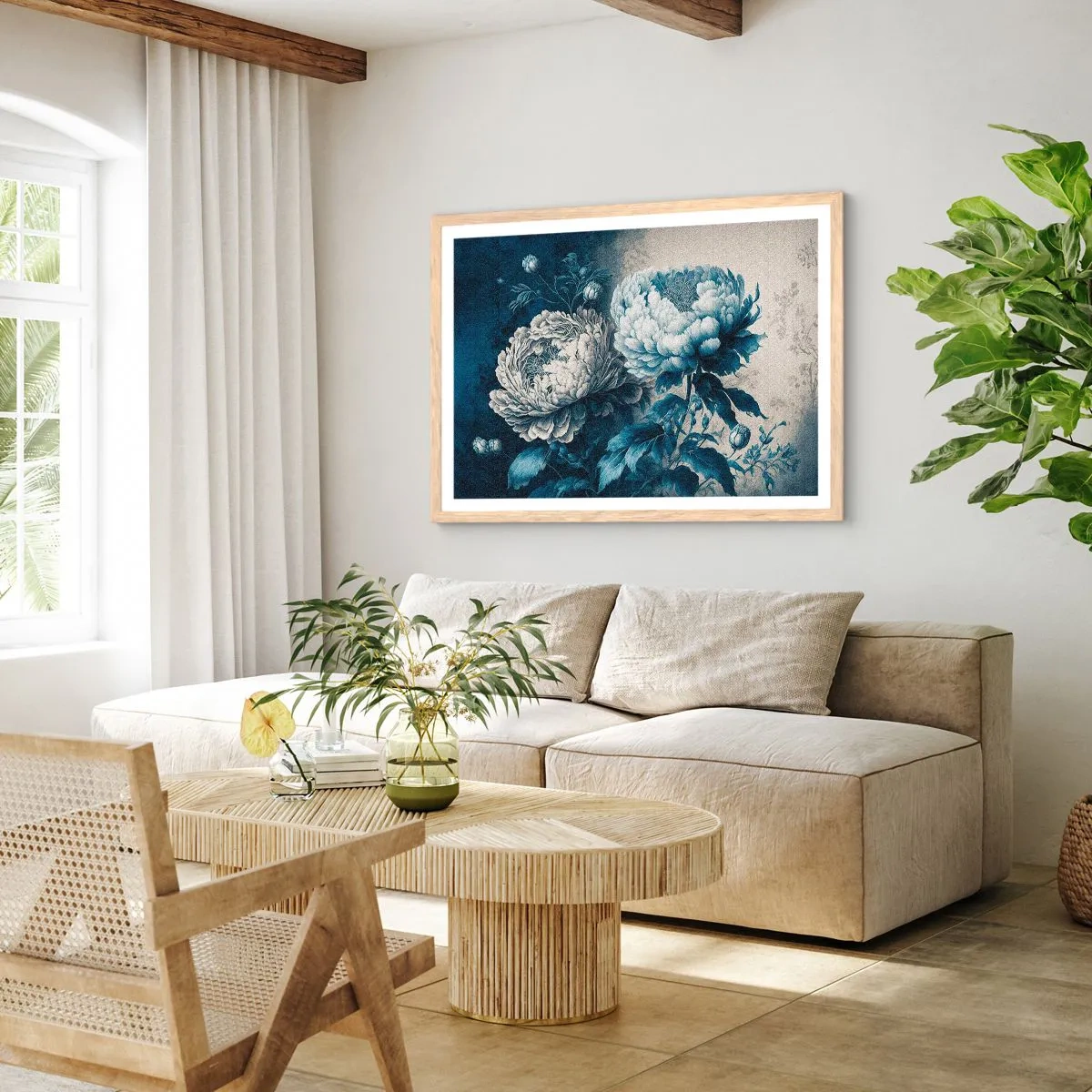 Póster en marco roble claro - Una pareja unida - 100x70 cm