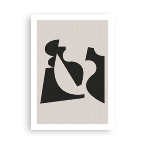 Póster - Composición geométrica abstracta en negro y beige. - 50x70cm - Para automontaje - Decoración de pared moderna para salón y dormitorio ARTTOR