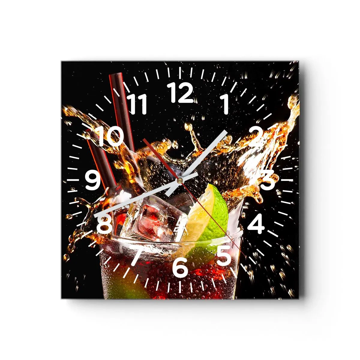 Reloj de pared - Reloj de vidrio - Alegría y energía colorida - 30x30 cm