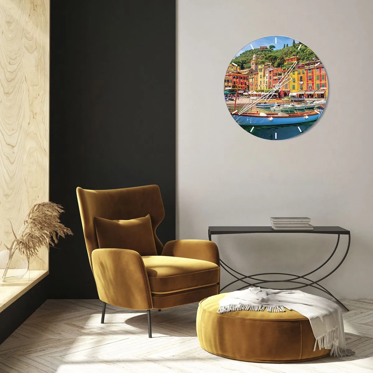 Reloj de pared - Reloj de vidrio - Mañanas italianas - 30x30 cm