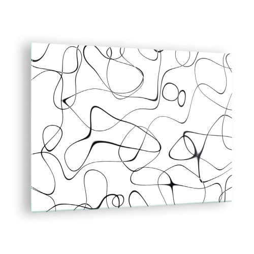 Cuadro sobre vidrio - Impresiones sobre Vidrio - Líneas negras abstractas sobre un fondo blanco - 70x50cm - Los caminos de la vida, las vicisitudes del destino - Decoración de pared moderna para salón y dormitorio ARTTOR