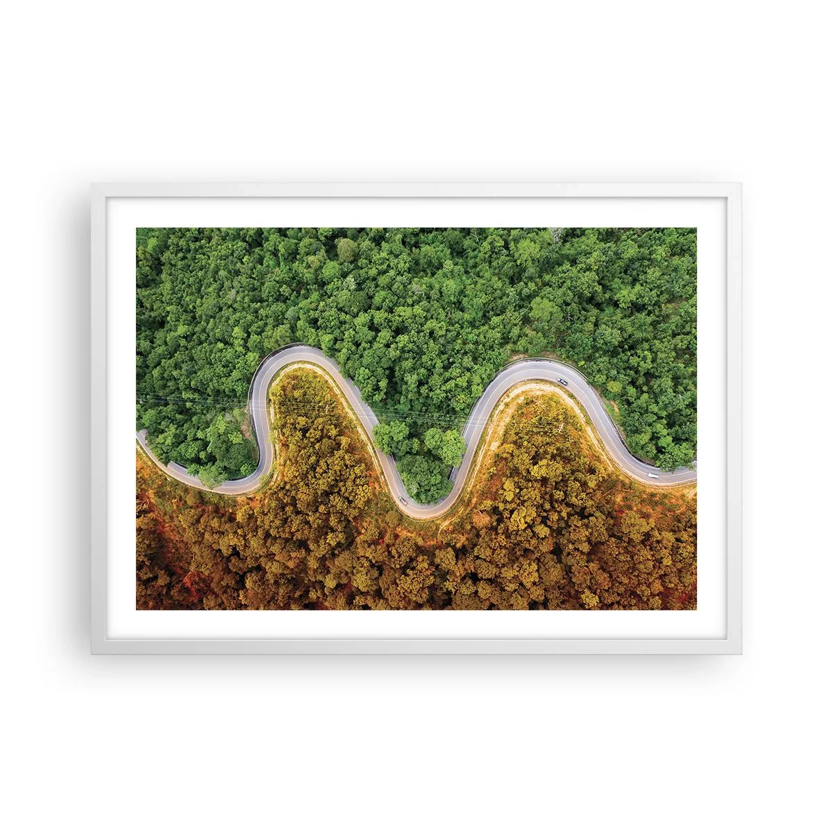 Póster en marco blanco - Frontera serpenteante - 70x50 cm