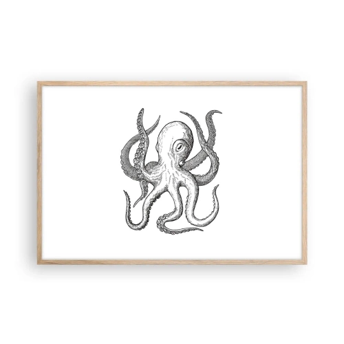 Póster en marco roble claro - Bailando con olas - 91x61 cm
