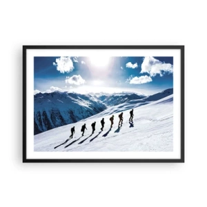 Póster en marco negro - Un grupo de montañeros subiendo una ladera nevada - 70x50cm - Equipo de conquistadores - Decoración de pared moderna para salón y dormitorio ARTTOR
