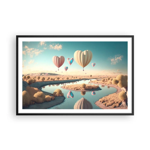 Póster en marco negro - El amor te hace volar - 91x61 cm