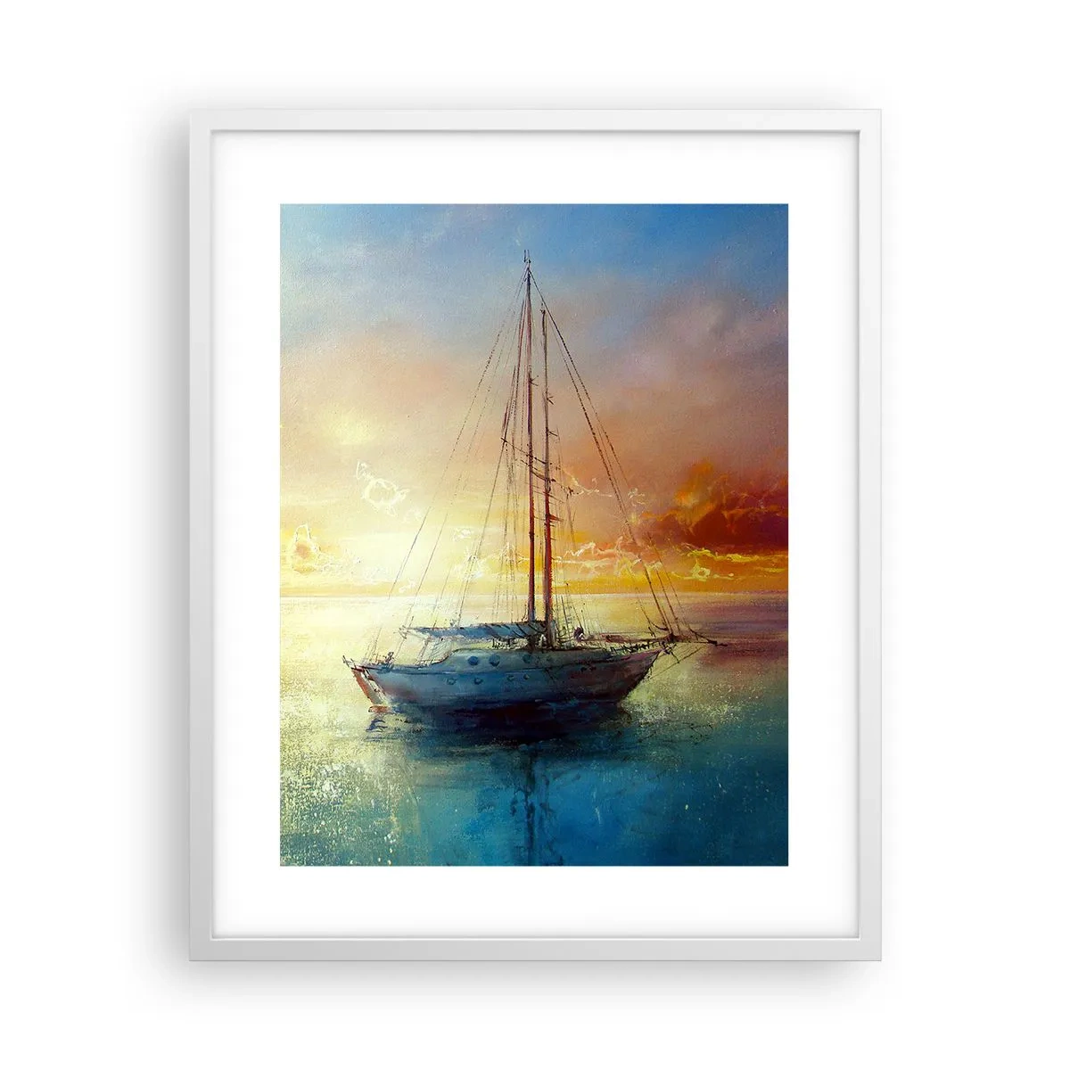 Póster en marco blanco - En una bahía dorada - 40x50 cm