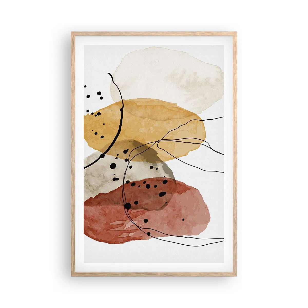 Póster en marco roble claro - Líneas y transparencias - 61x91 cm