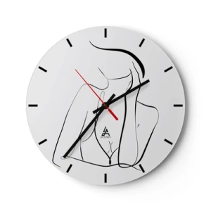 Reloj de pared - Reloj de vidrio - Contorno minimalista de una silueta femenina - 30x30cm - En la ola de sueños - Decoración de pared moderna para salón, cocina y dormitorio ARTTOR