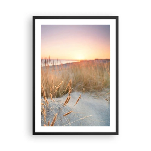 Póster en marco negro - Las hierbas de las dunas iluminadas por el sol poniente - 50x70cm - Dulce nana del Báltico - Decoración de pared moderna para salón y dormitorio ARTTOR