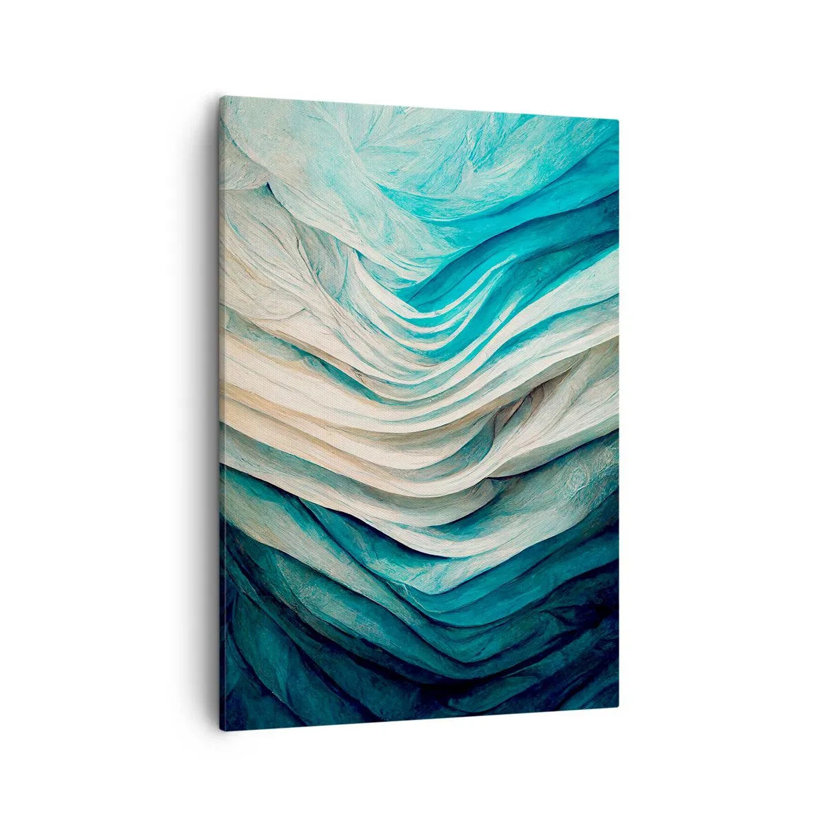 Cuadro sobre lienzo - Impresión de Imagen - Ondas dinámicas en tonos azules y blancos. - 50x70cm - Azul insaciable - Decoración de pared moderna para salón y dormitorio ARTTOR