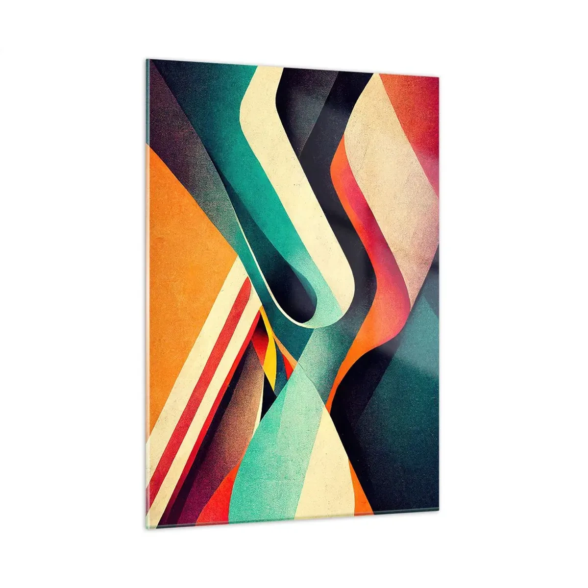 Cuadro sobre vidrio - Impresiones sobre Vidrio - Rayas de colores en una composición abstracta y dinámica - 50x70cm - Composición intensa - Decoración de pared moderna para salón y dormitorio ARTTOR