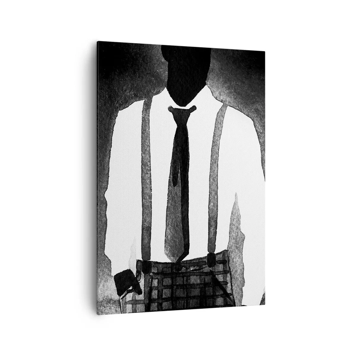 Cuadro sobre lienzo - Impresión de Imagen - Personajes de estilo noir, elegancia en blanco y negro y misterio. - 70x100cm - En un ambiente noir - Decoración de pared moderna para salón y dormitorio ARTTOR
