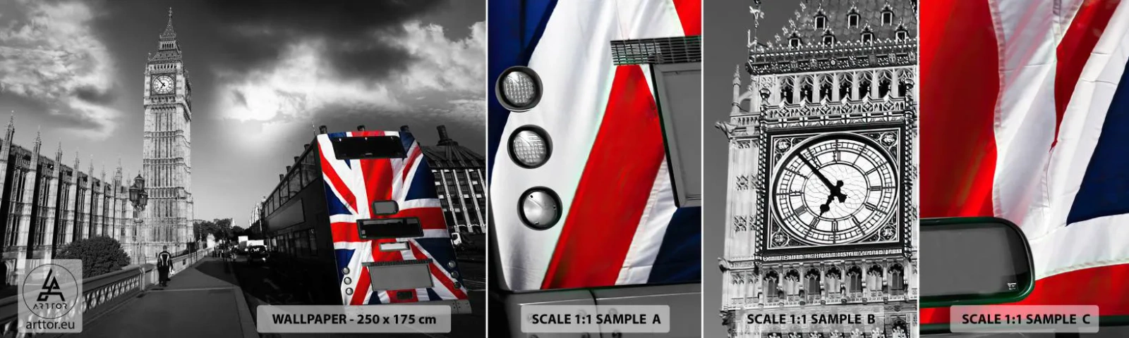 Muestra De Fotomural Standard Eco - Orgullosa y grandiosa - Ciudad, Londres, Autobús de Londres - 100x30 cm