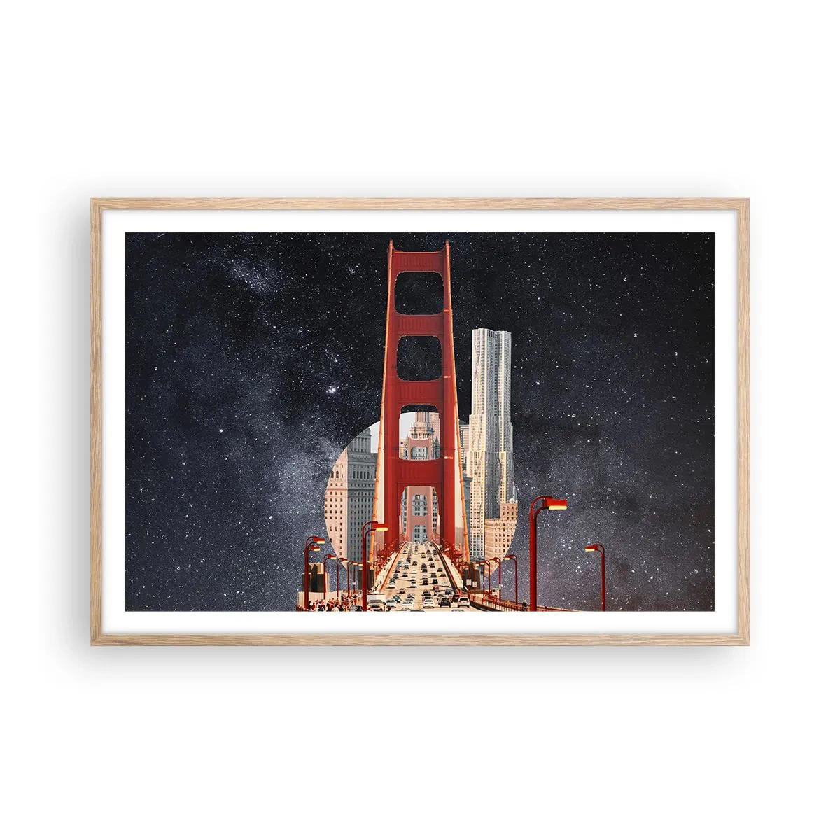 Póster en marco roble claro - Siempre en el centro - 91x61 cm