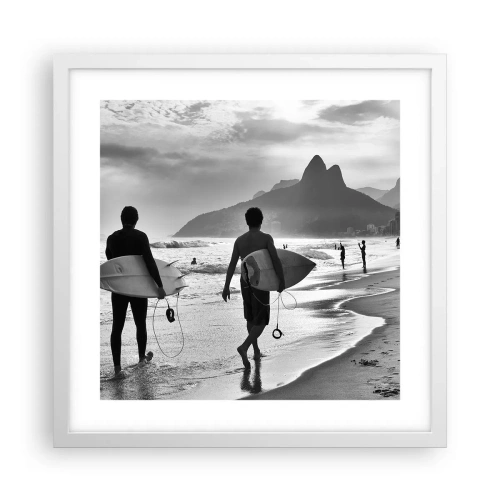 Póster en marco blanco - Samba para una ola - 40x40 cm