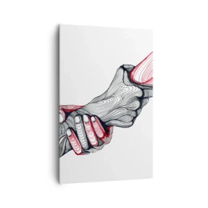 Cuadro sobre lienzo - Impresión de Imagen - Manos artísticas abrazándose en un estilo minimalista. - 80x120cm - Estás en buenas manos - Decoración de pared moderna para salón y dormitorio ARTTOR