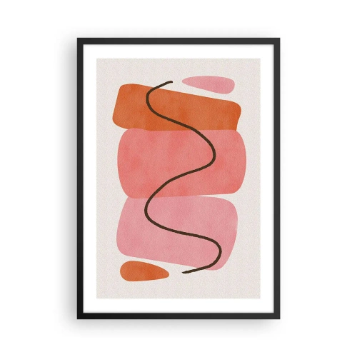 Póster en marco negro - Composición abstracta de formas geométricas - 50x70cm - Suave movimiento de formas - Decoración de pared moderna para salón y dormitorio ARTTOR