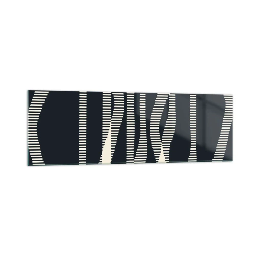 Cuadro sobre vidrio - Impresiones sobre Vidrio - Líneas geométricas en tonos claros sobre un fondo oscuro. - 160x50cm - Un intento de romper la oscuridad - Decoración de pared moderna para salón y dormitorio ARTTOR