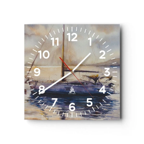 Reloj de pared - Reloj de vidrio - Atardecer en la bahía - 40x40 cm