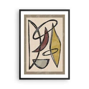 Póster en marco negro - Abstracción geométrica en tonos beige y marrón. - 50x70cm - Verticales y niveles - Decoración de pared moderna para salón y dormitorio ARTTOR