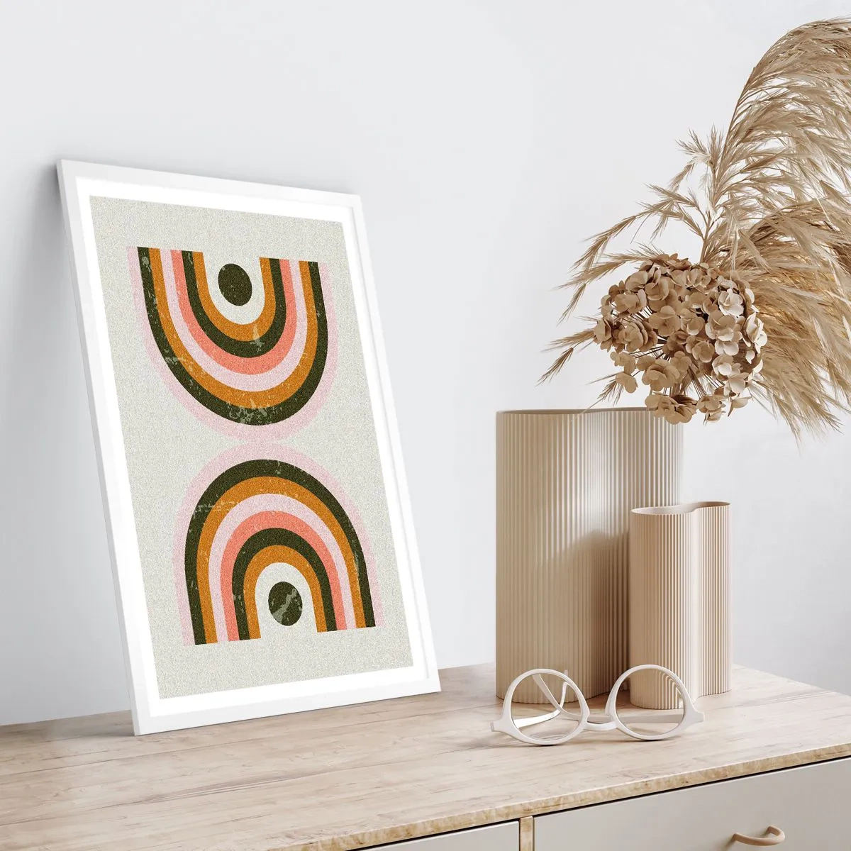 Póster en marco blanco - Abstracción gemela - 70x100 cm