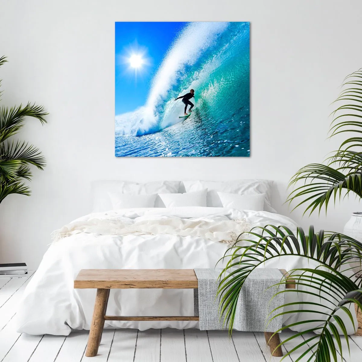 Cuadro sobre lienzo - Impresión de Imagen - A través de la gran ola - 40x40 cm